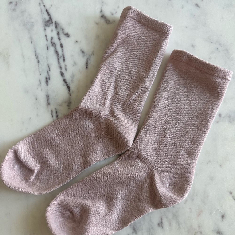 Zara Pink Knit Socks Cozy Cotton Blend